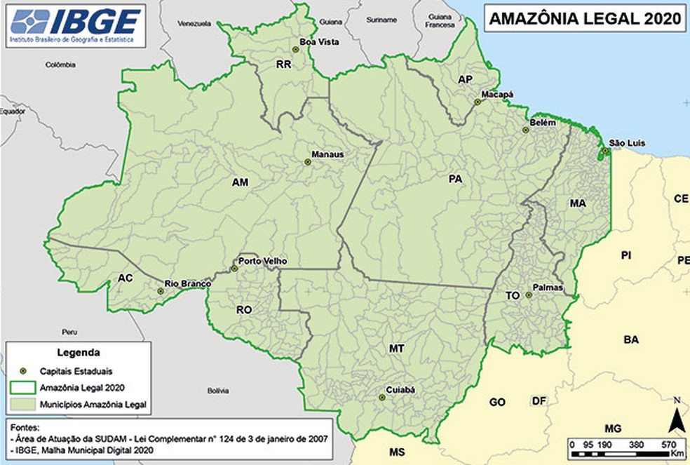 IBGE lança novo mapa da Amazônia Legal