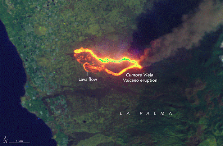 Satélites acompanham atividade vulcânica nas Canárias em tempo real
