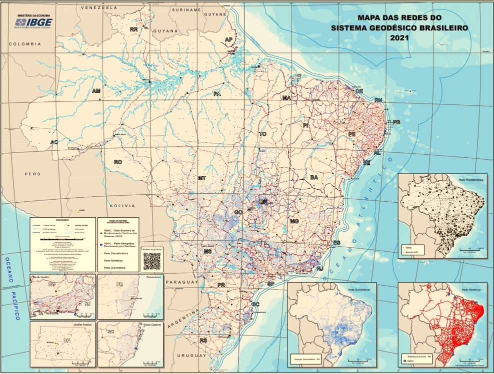 IBGE atualiza mapa das Redes do Sistema Geodésico Brasileiro